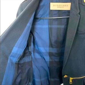 Burberry coat. Burberry Brit navy peplum balzer.